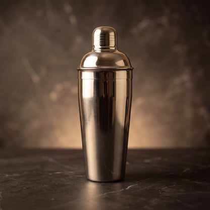 3dílný Koktejlový Shaker 750ml, vyrobený z lesklé nerezové oceli, ideální pro přípravu koktejlů.
