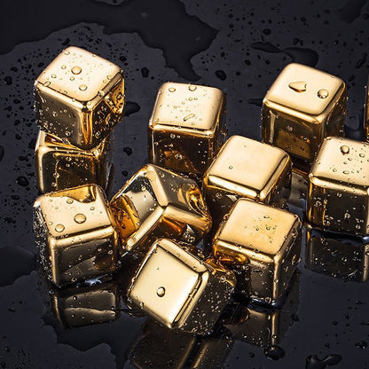 Smoking Spirit 8db - os Arany Színű Whiskey Kő Szett | 8db Kő + Csipesz - Smoking Spirit