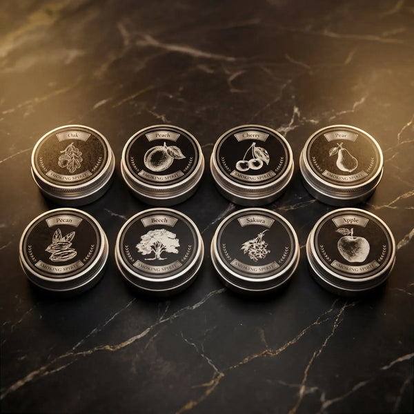 Extra Faapríték szett (8db) - Füstölt ízeket kínáló faaprítékok: tölgy, barack, cseresznye, körte, és alma.